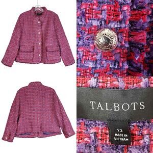 Talbots Women's Vibrant Pink and Purple Tweed Blazer